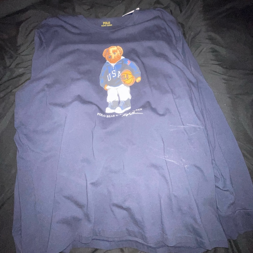 polo long sleeve tshirt. navy blue. size XL